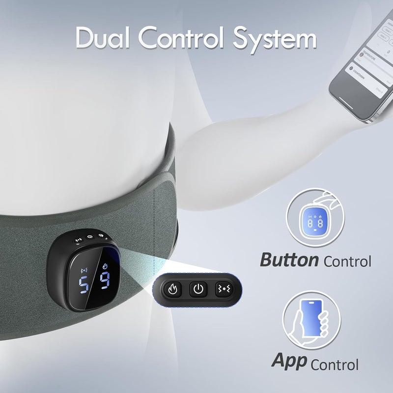 Comfytemp Cordless Portable Heating Pad with Massager for Lower Back Soothing, FSA Eligible HSA 9 Heat 5 Vibration 3 Intensity, Rechargeable Wireless Heated Waist Belt App Control, Gifts for Mom Grey - Image 4